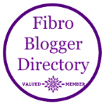 pURPLE circle with "fibro blogger directory valued member" text